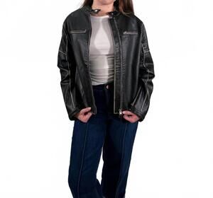 NEW MOD REF relaxed fit moto jacket in black